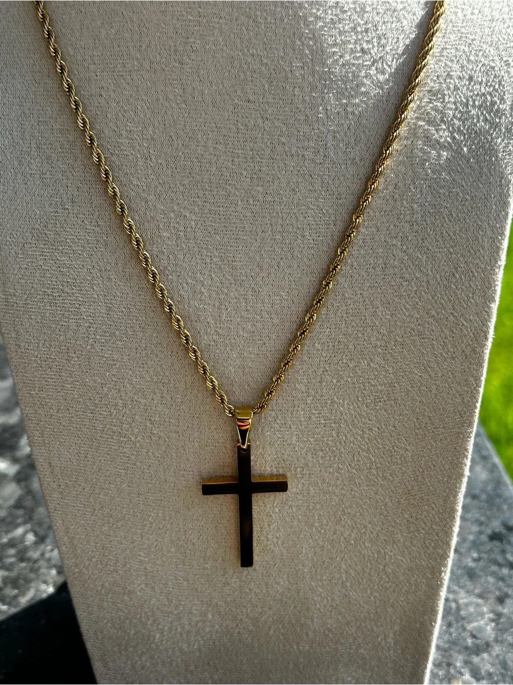 Gold Cross Pendant Necklace Stainless Steel